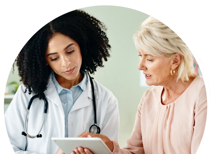 Female doctor with patient